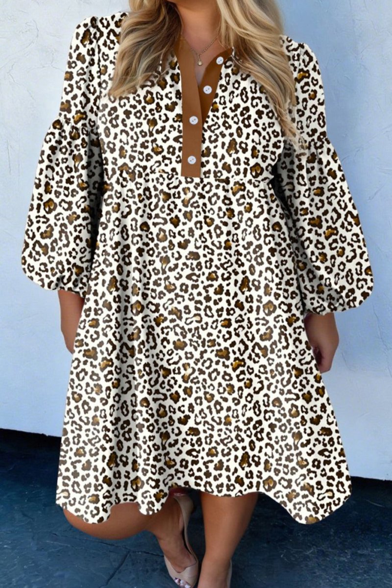 PREORDER! ETA 10/26 Plus Size Fierce & Fearless Khaki Leopard Mini Dress **SHIPPING EXPECTED TO BEGIN ON DATE 10/26** - Wholesale Accessory Market
