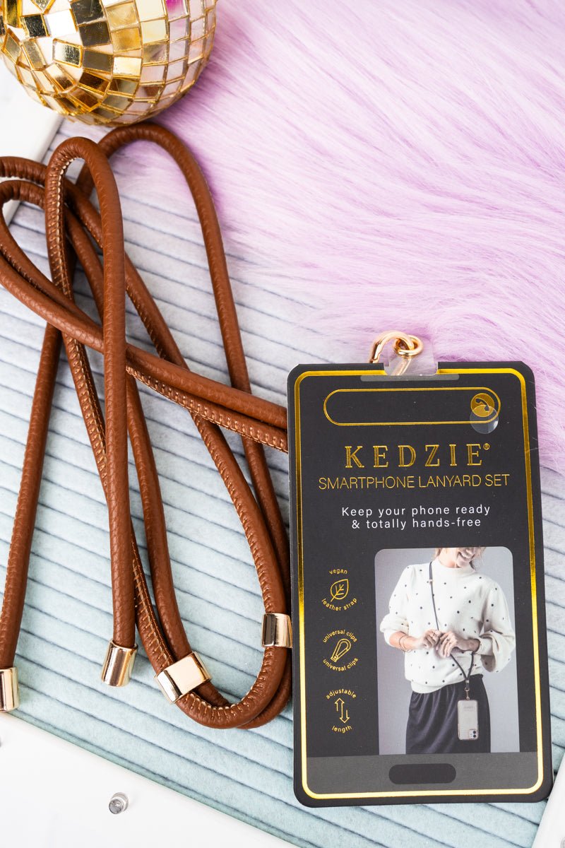 Kedzie Vegan Leather Universal Smartphone Lanyard Set With Adjustable...