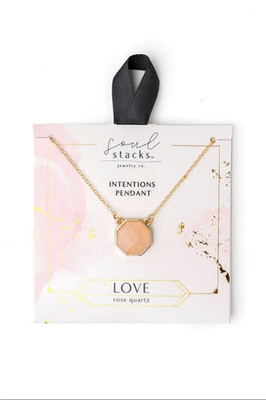 Rose Quartz Soul Stacks Intentions Pendant Necklace - Wholesale Accessory Market