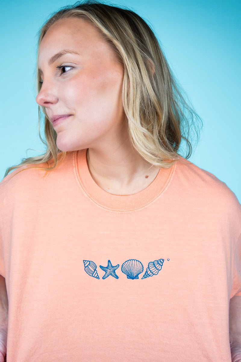 Embroidered Seashell Shore Comfort Colors Adult Ring - Spun Cotton Tee - Wholesale Accessory Market