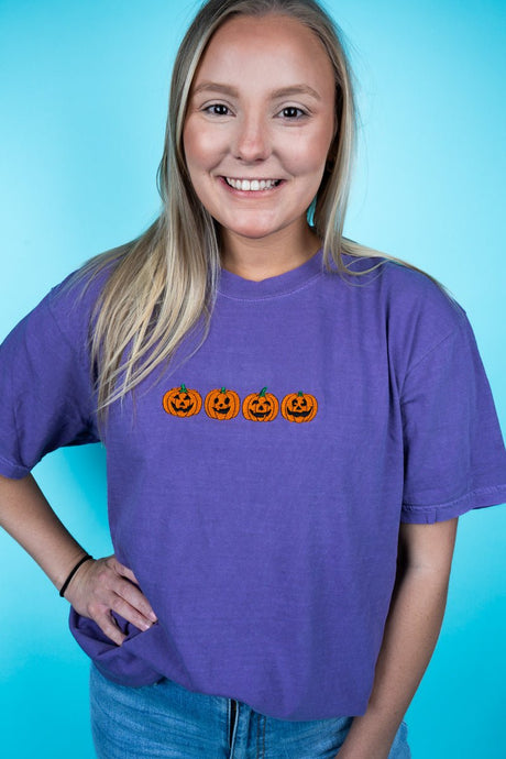 Embroidered Jack - O'Lantern Friends Comfort Colors Adult Ring - Spun Cotton Tee - Wholesale Accessory Market