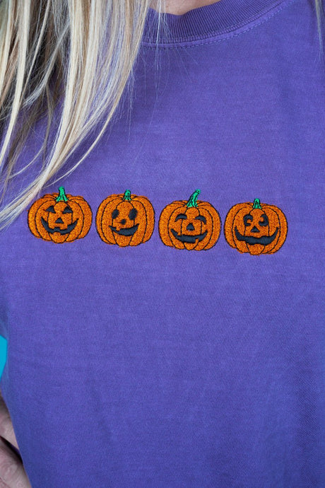Embroidered Jack - O'Lantern Friends Comfort Colors Adult Ring - Spun Cotton Tee - Wholesale Accessory Market