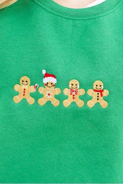 Embroidered Gingerbread Christmas Heavy Blend Crew Sweatshirt - Wholesale Accessory Market