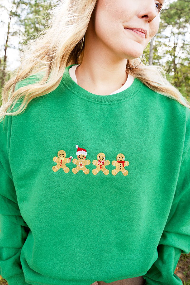 Embroidered Gingerbread Christmas Heavy Blend Crew Sweatshirt - Wholesale Accessory Market