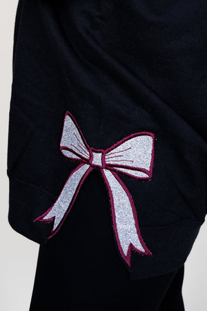 Black You Design It Embroidered Side Bows Heavy - weight Crew Sweatshirt *Customize Your Text - Wholesale Accessory Market