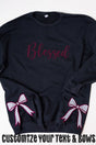 Black You Design It Embroidered Side Bows Heavy - weight Crew Sweatshirt *Customize Your Text - Wholesale Accessory Market