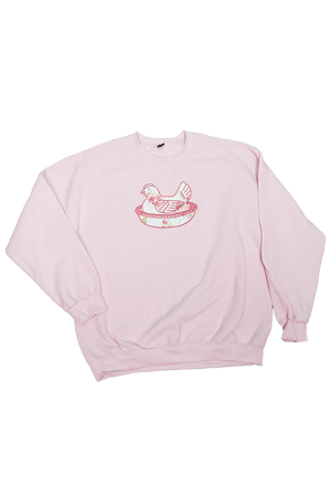 Farmstead Floral Hen On A Nest Applique Heavy Blend Crew Sweatshirt *Choose Thread Color - Wholesale Accessory Market