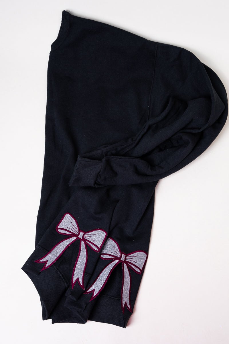 Youth Black You Design It Embroidered Side Bows Heavy - weight Crew Sweatshirt *Customize Your Text and Bows - Wholesale Accessory Market