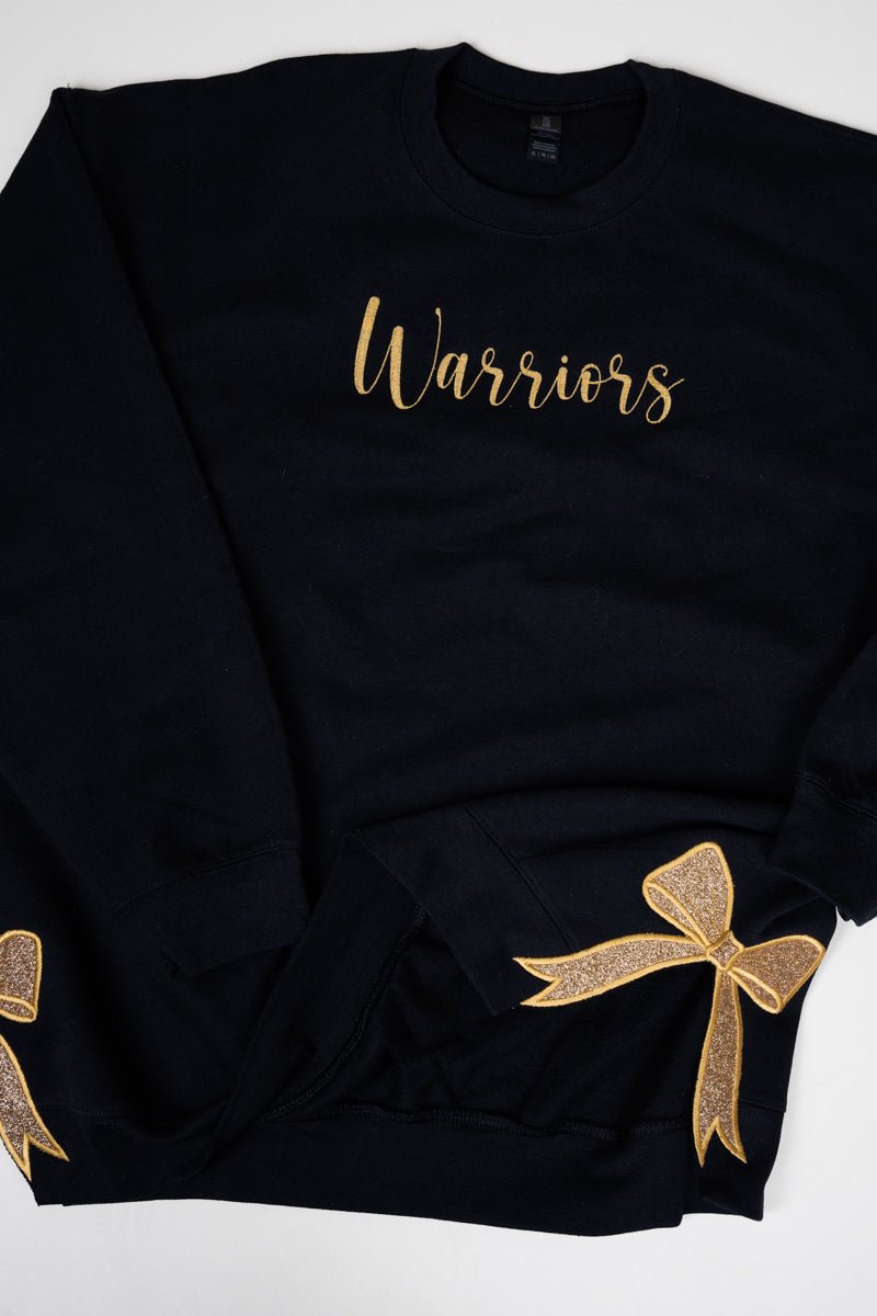 Youth Black You Design It Embroidered Side Bows Heavy - weight Crew Sweatshirt *Customize Your Text and Bows - Wholesale Accessory Market