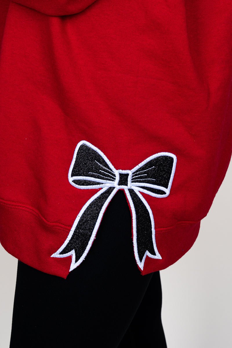 Youth Red You Design It Embroidered Side Bows Heavy - weight Crew Sweatshirt *Customize Your Text and Bows - Wholesale Accessory Market