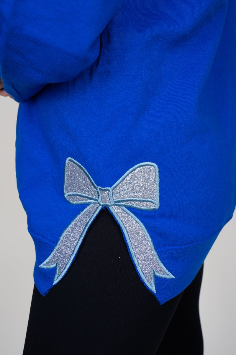 Youth Royal You Design It Embroidered Side Bows Heavy - weight Crew Sweatshirt *Customize Your Text and Bows - Wholesale Accessory Market
