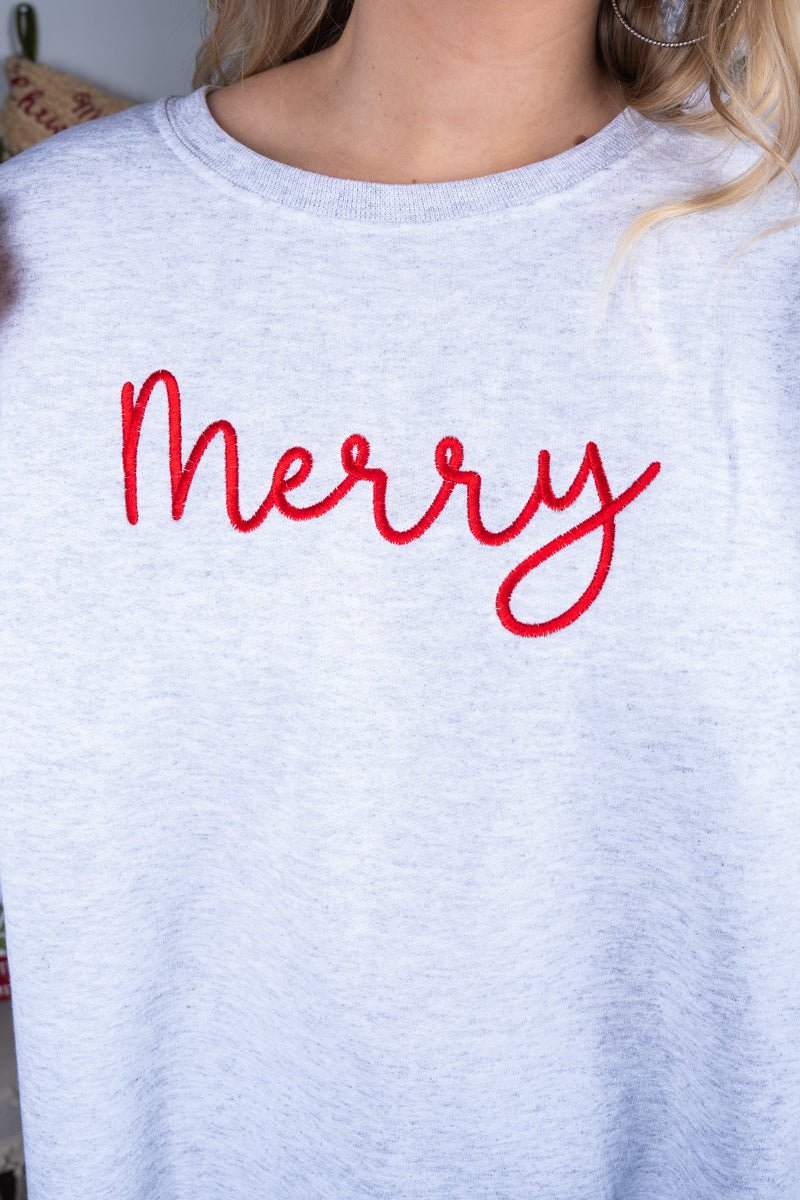 Embroidered Christmas Side Bows Merry Unisex NuBlend Crew Sweatshirt - Wholesale Accessory Market