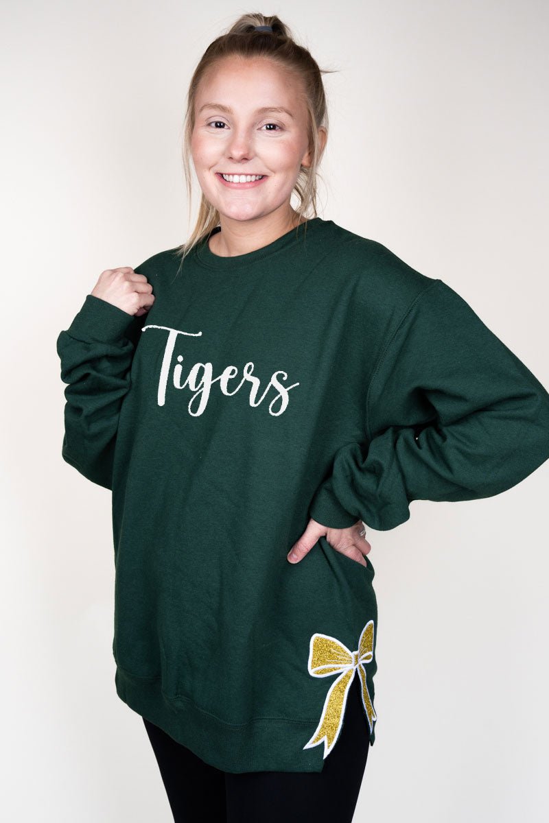 Forest Green You Design It Embroidered Side Bows Unisex NuBlend Crew Sweatshirt *Customize Your Text - Wholesale Accessory Market