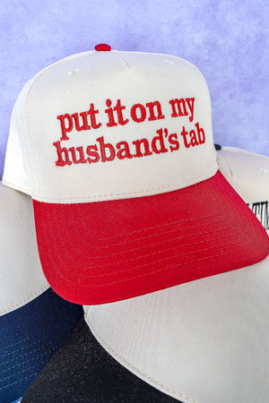 Put It On My Husband's Tab Embroidered Five Panel Twill Cap - Wholesale Accessory Market