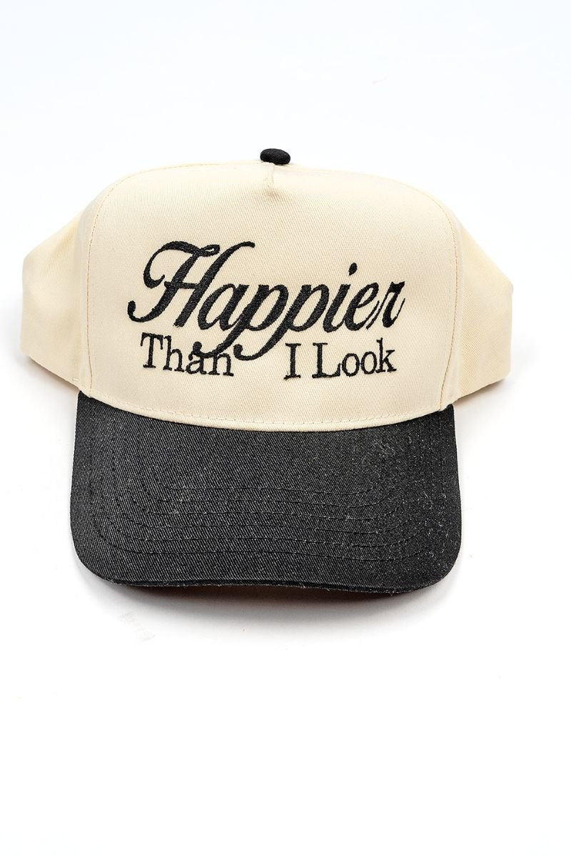Happier Than I Look Embroidered Five Panel Twill Cap - Wholesale Accessory Market