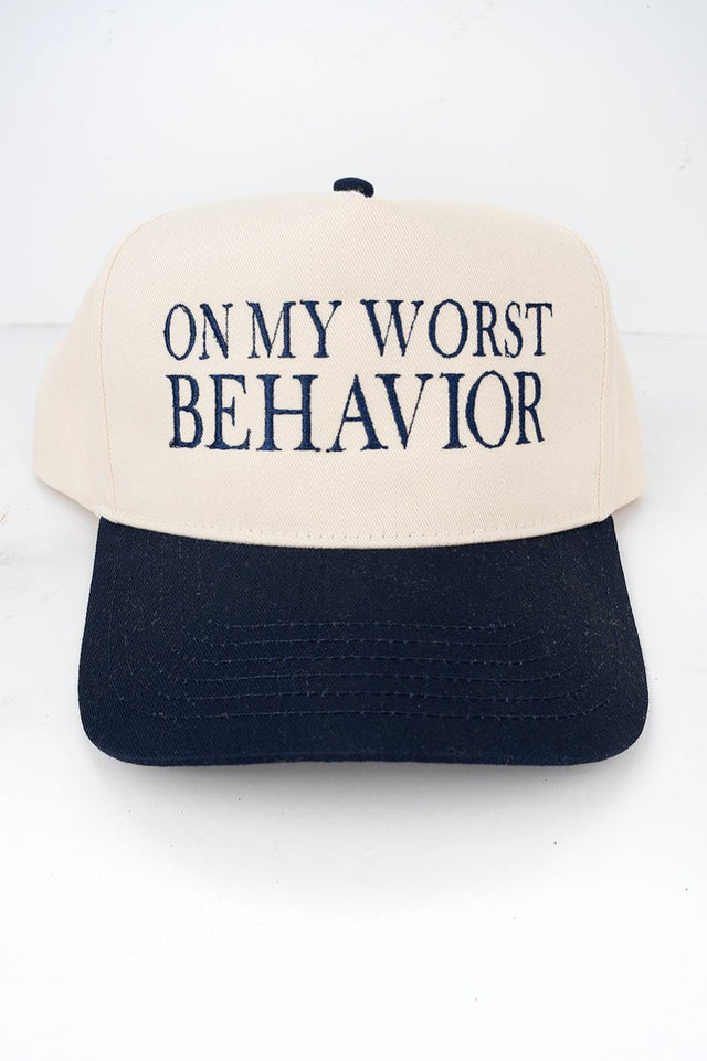 On My Worst Behavior Embroidered Five Panel Twill Cap - Wholesale Accessory Market