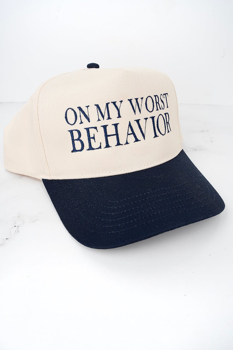 On My Worst Behavior Embroidered Five Panel Twill Cap - Wholesale Accessory Market