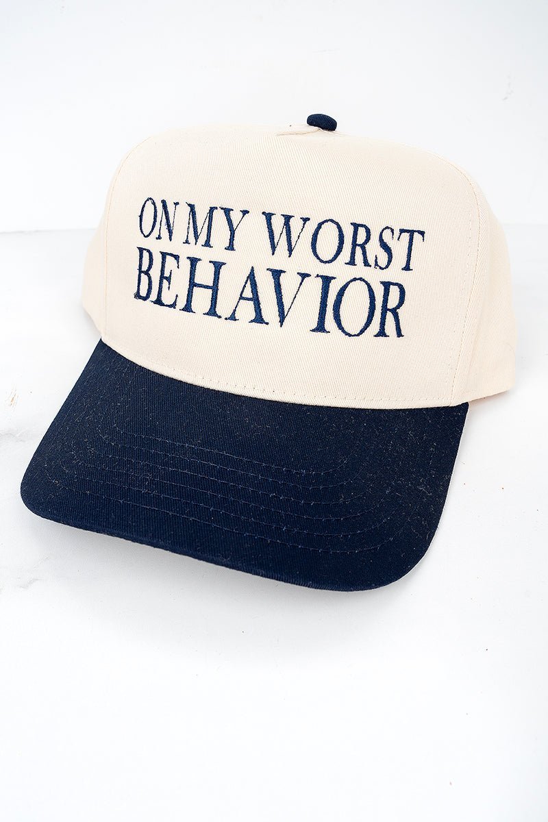 On My Worst Behavior Embroidered Five Panel Twill Cap - Wholesale Accessory Market