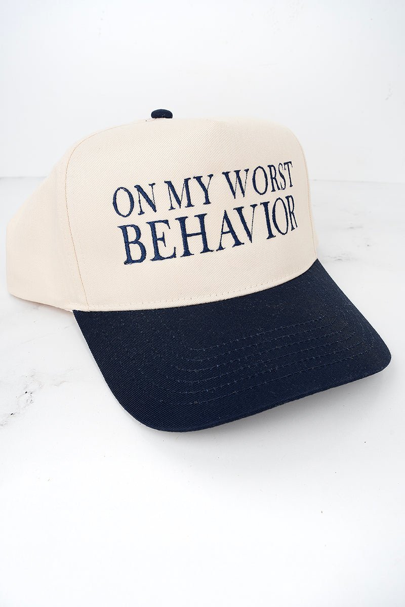 On My Worst Behavior Embroidered Five Panel Twill Cap - Wholesale Accessory Market
