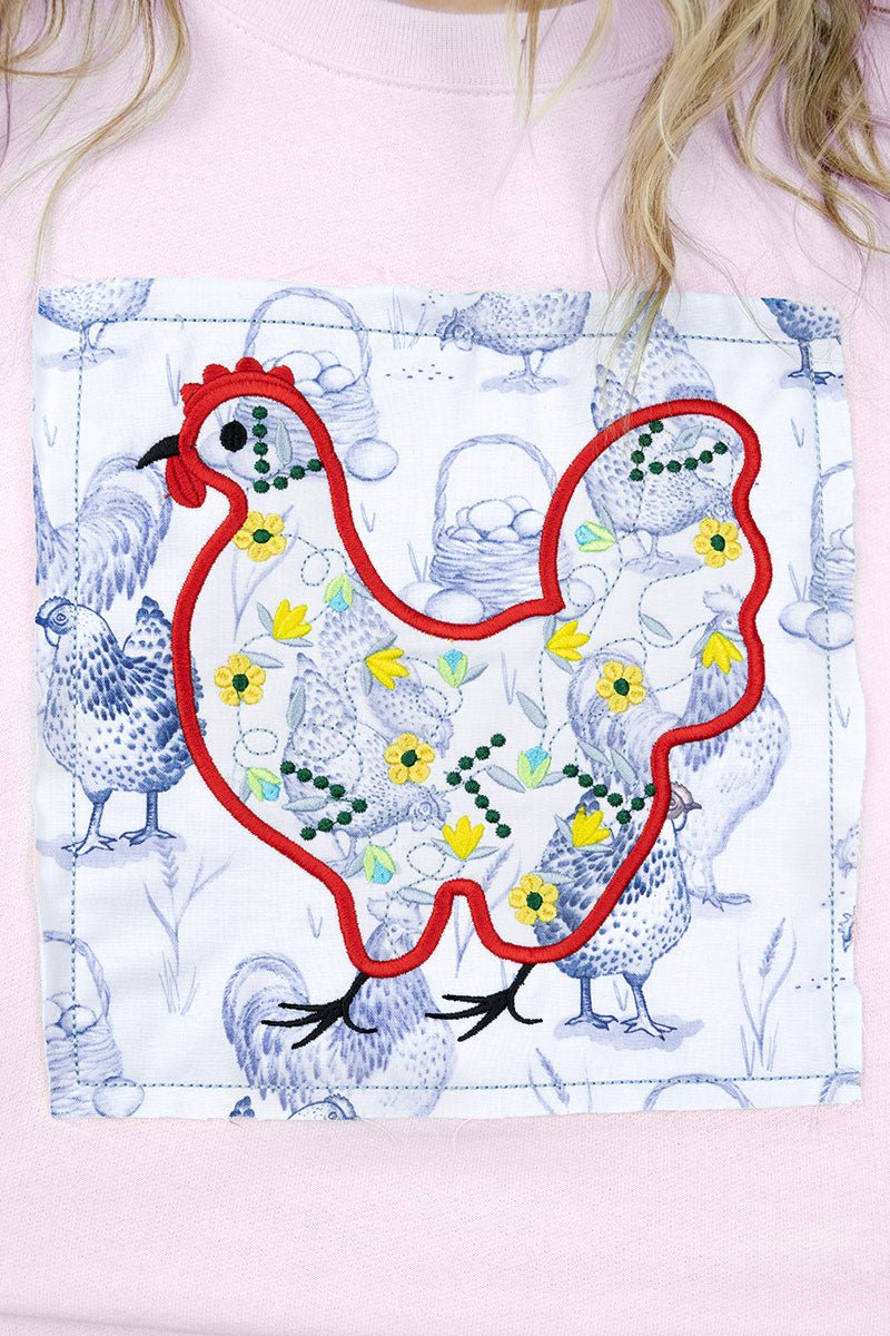 Blue Ribbon Roost Applique Ecosmart Crewneck Sweatshirt - Wholesale Accessory Market