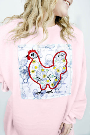 Blue Ribbon Roost Applique Ecosmart Crewneck Sweatshirt - Wholesale Accessory Market