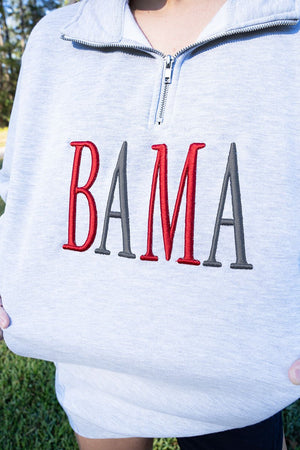 Bama Puff Embroidered Midweight Quarter - Zip Pullover - Wholesale Accessory Market