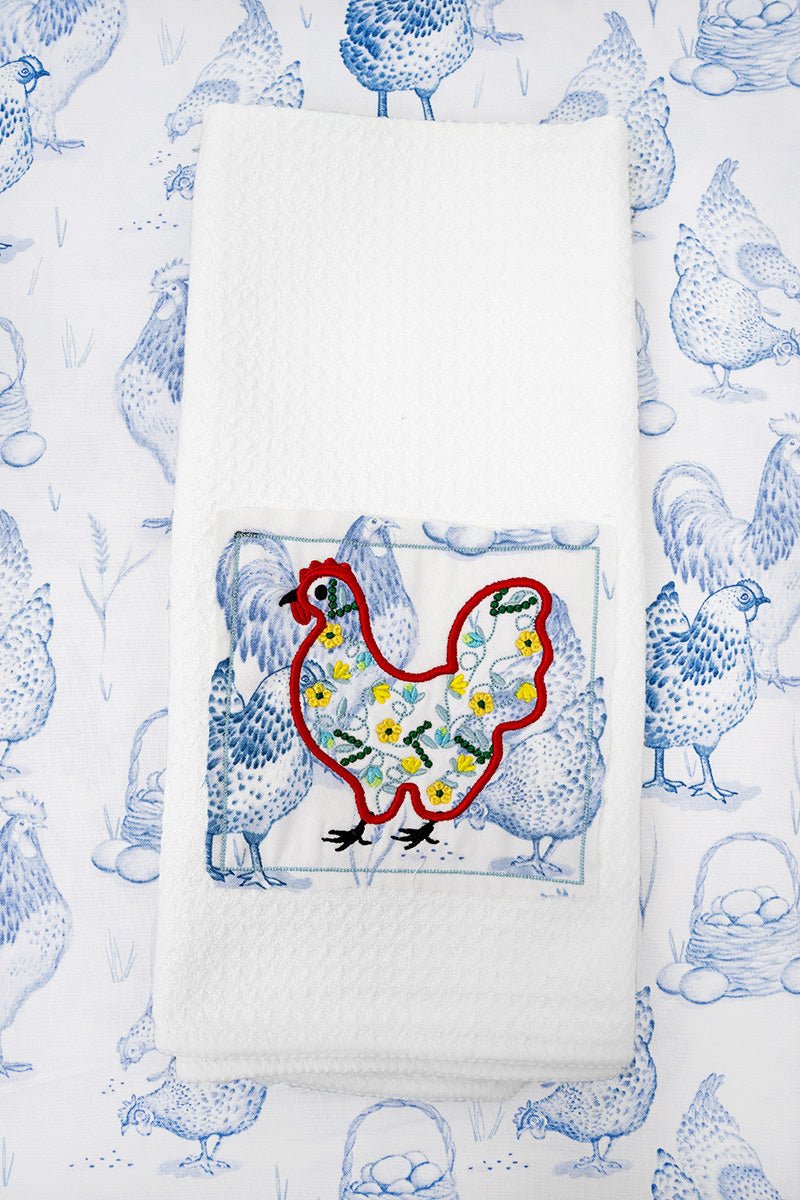 Blue Ribbon Roost Applique Waffle Kitchen Towel - Wholesale Accessory Market