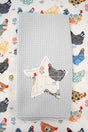 Barn Star Rooster Patchwork Applique Gray Waffle Kitchen Towel - Wholesale Accessory Market
