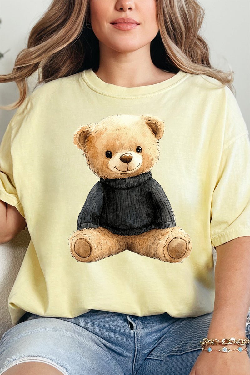 Black Vintage Teddy Bear Comfort Colors Adult Ring - Spun Cotton Tee - Wholesale Accessory Market
