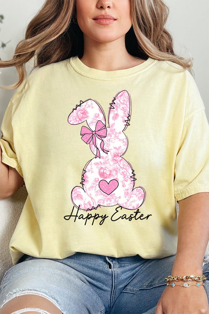 Blush Bunny Happy Easter Comfort Colors Adult Ring - Spun Cotton Tee - Wholesale Accessory Market