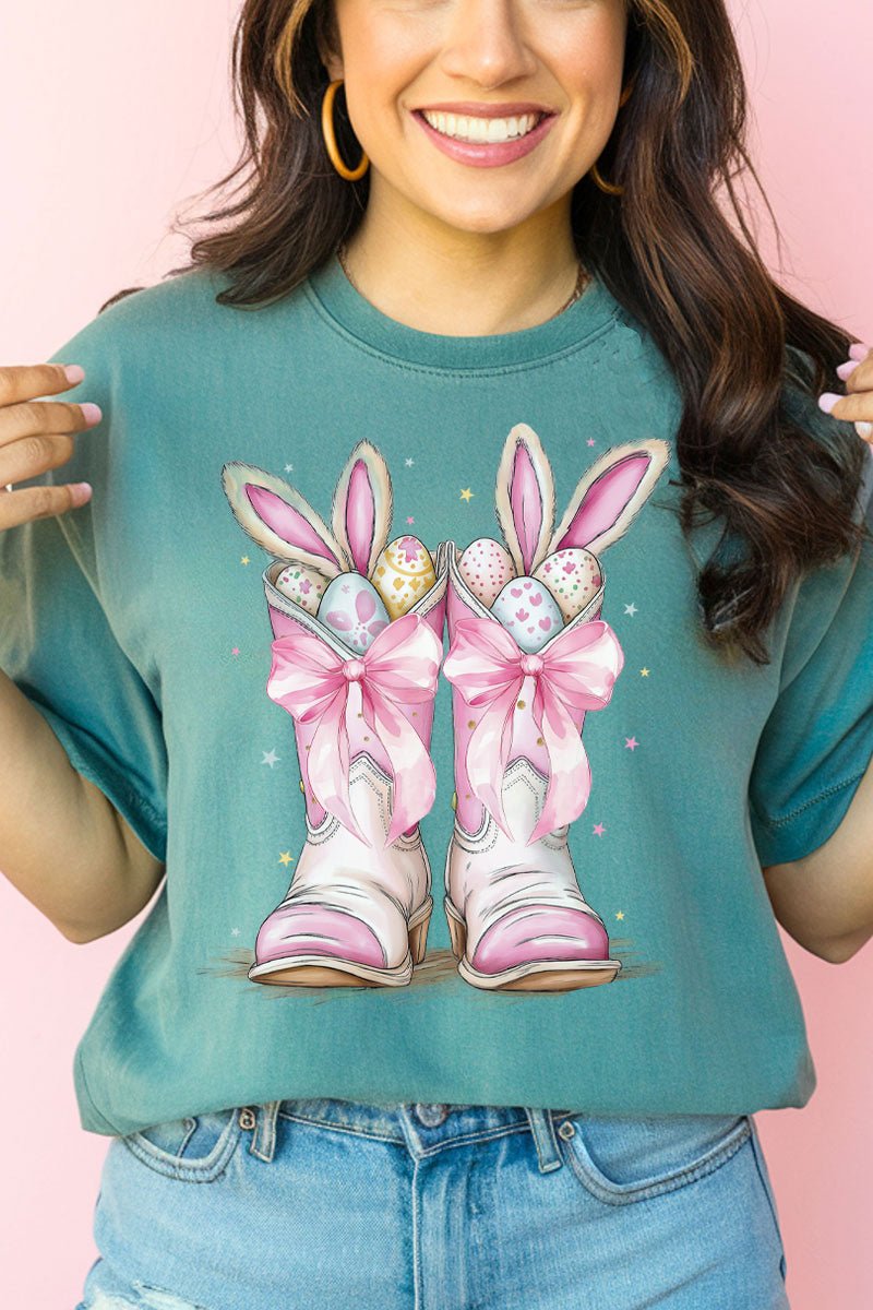 Bunny Bow Boots Comfort Colors Adult Ring - Spun Cotton Tee - Wholesale Accessory Market