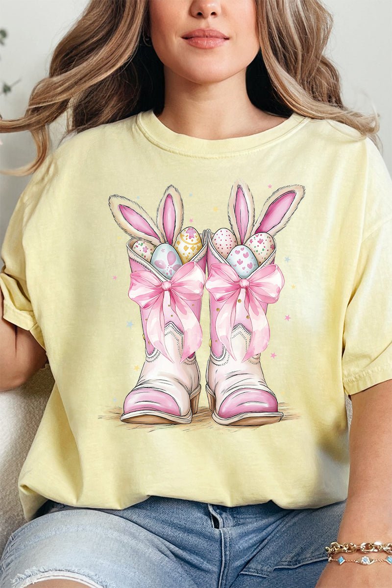 Bunny Bow Boots Comfort Colors Adult Ring - Spun Cotton Tee - Wholesale Accessory Market
