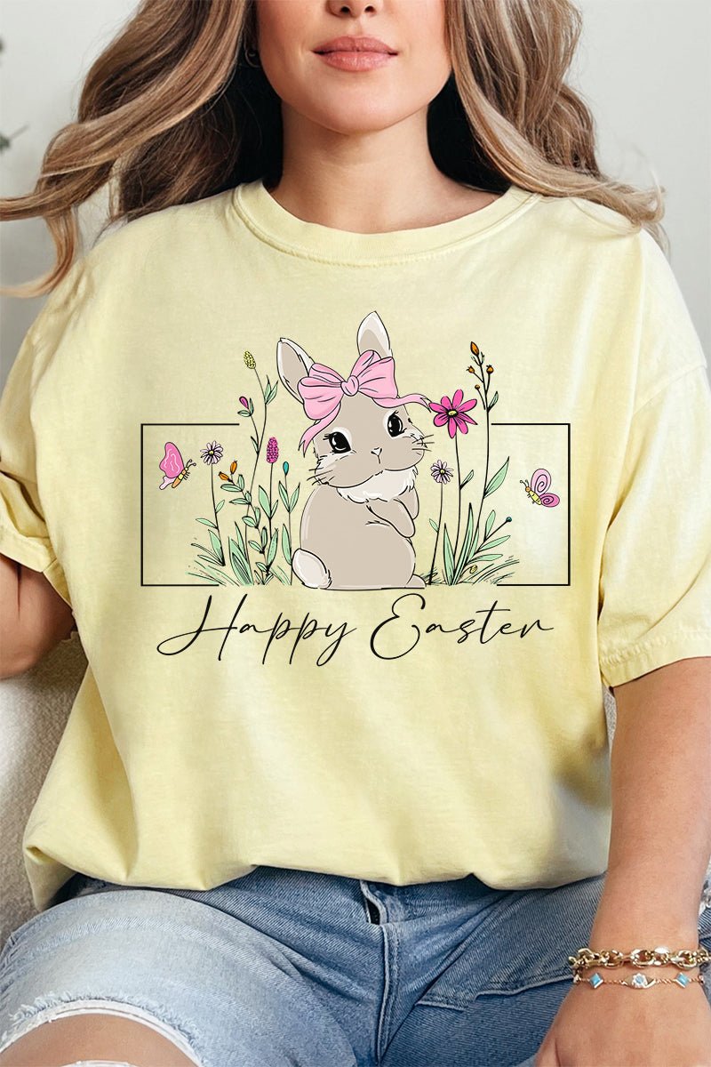 Bunny Girl Happy Easter Comfort Colors Adult Ring - Spun Cotton Tee - Wholesale Accessory Market