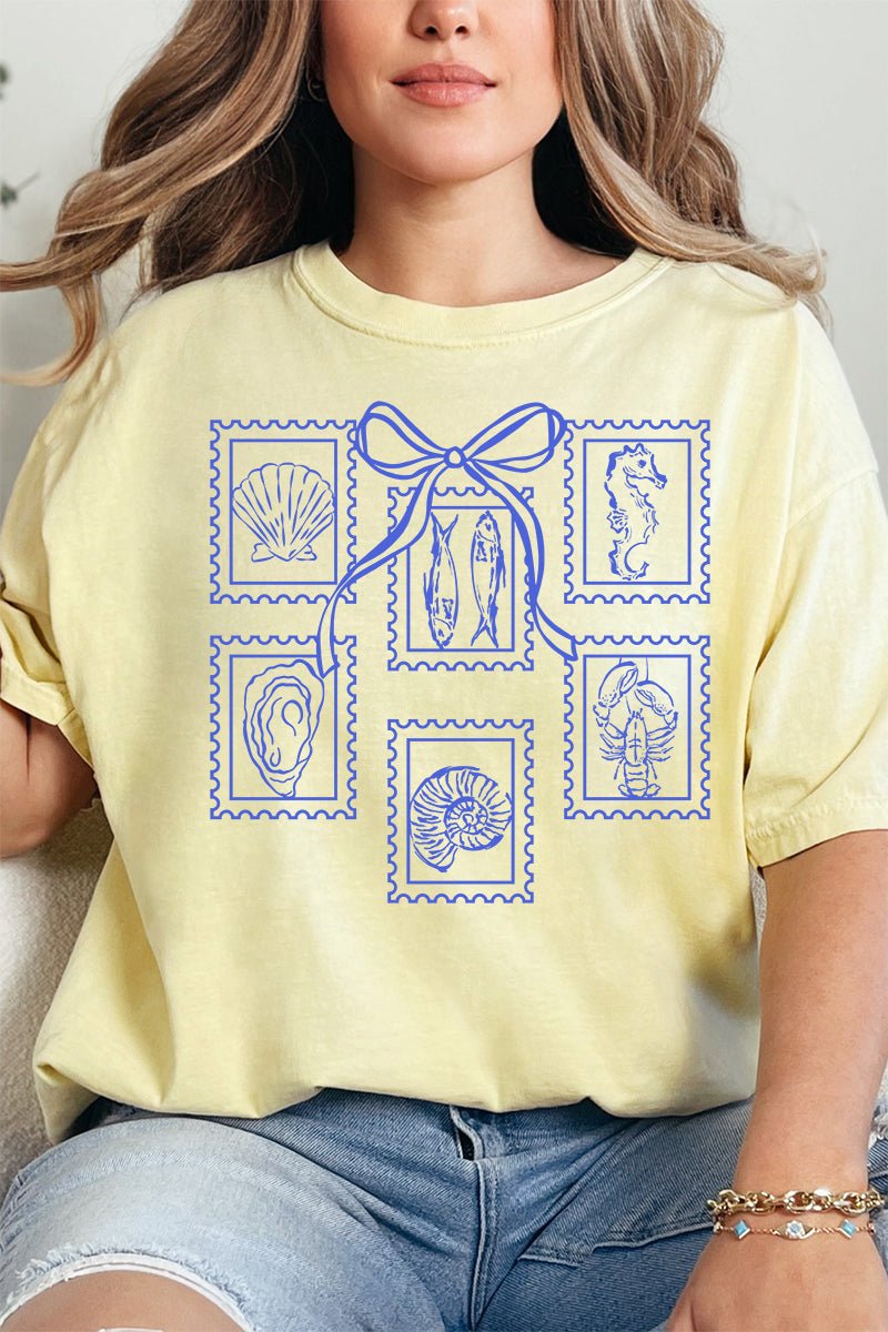 Coquette Coastal Stamps Comfort Colors Adult Ring - Spun Cotton Tee - Wholesale Accessory Market