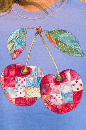 Faux Patchwork Cherries Comfort Colors Adult Ring - Spun Cotton Tee - Wholesale Accessory Market