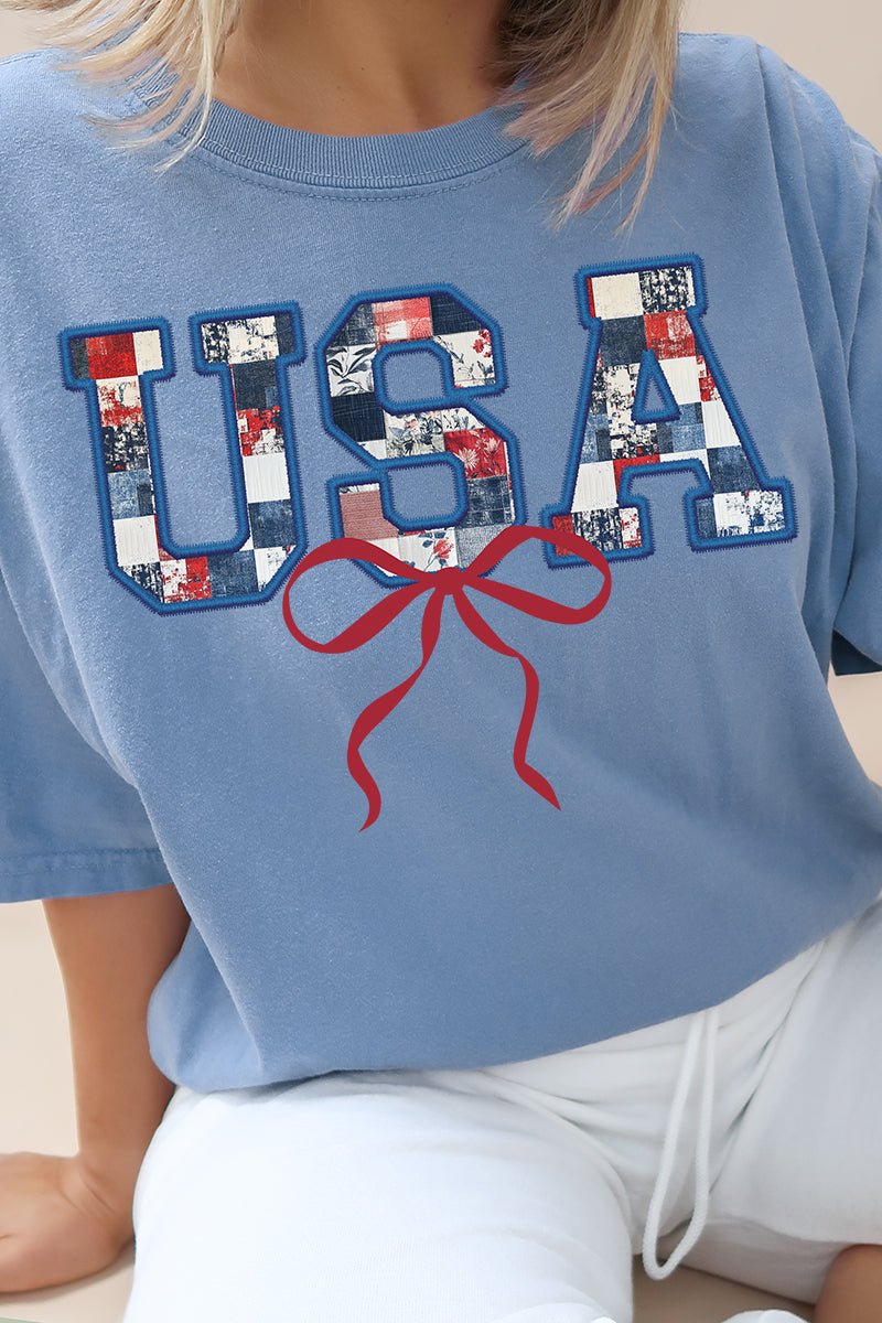 Faux Patchwork USA Comfort Colors Adult Ring - Spun Cotton Tee - Wholesale Accessory Market