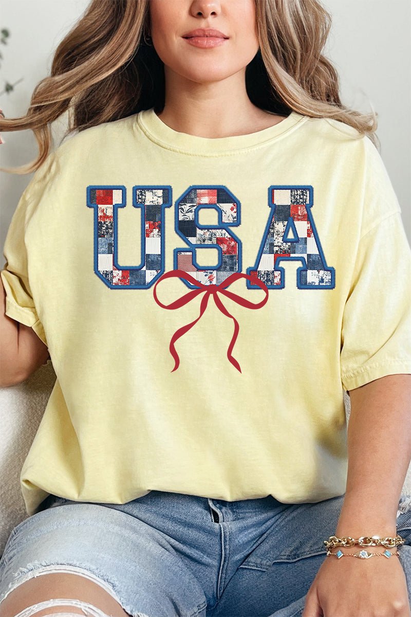 Faux Patchwork USA Comfort Colors Adult Ring - Spun Cotton Tee - Wholesale Accessory Market