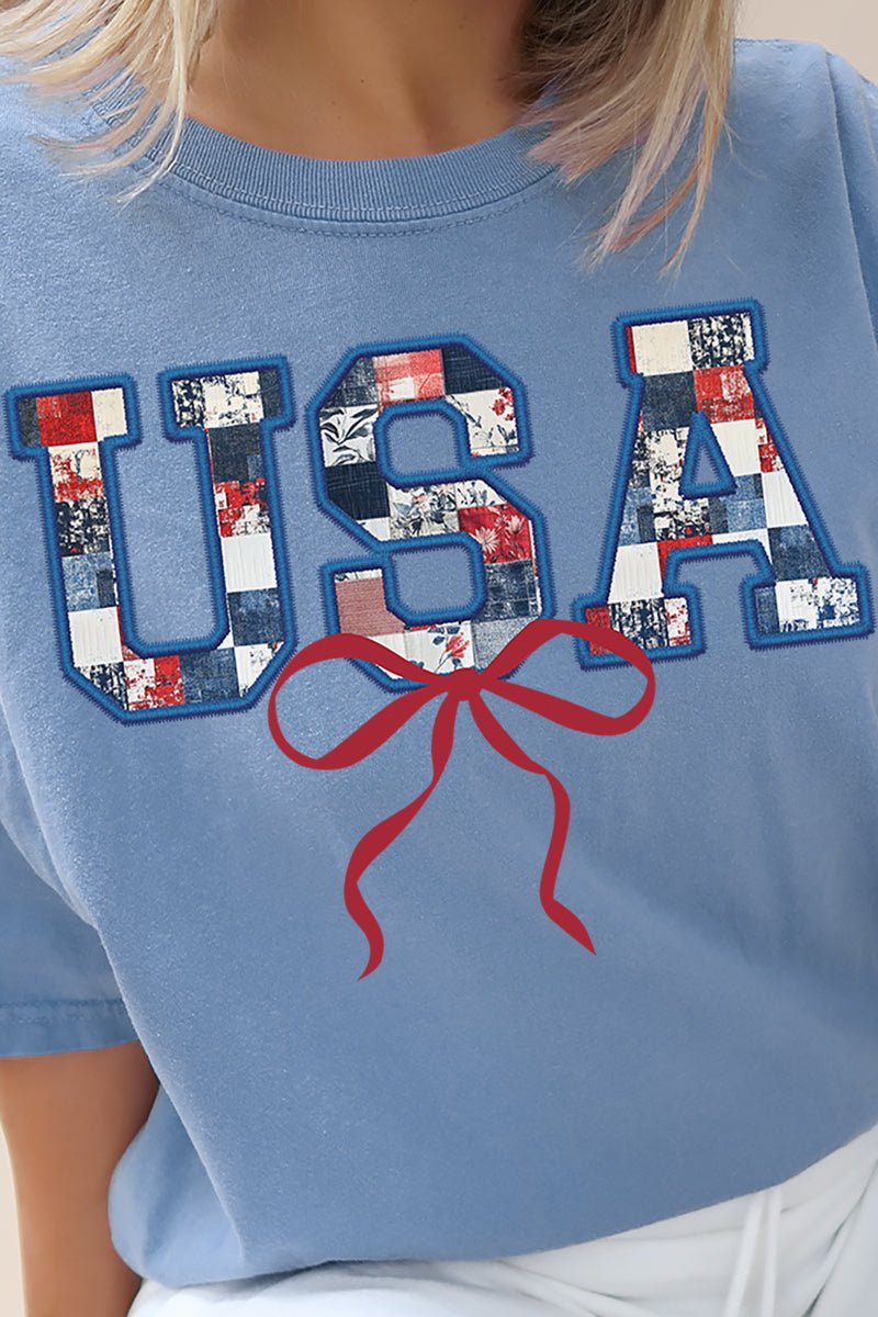 Faux Patchwork USA Comfort Colors Adult Ring - Spun Cotton Tee - Wholesale Accessory Market