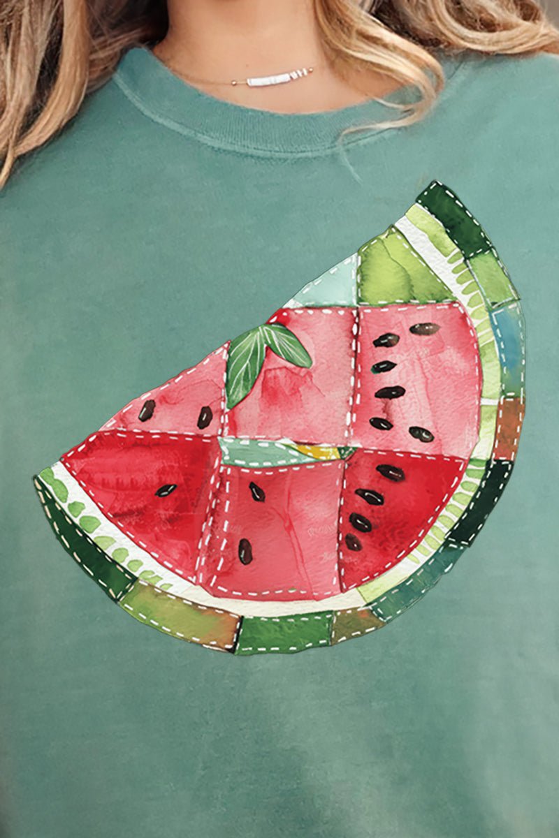 Faux Patchwork Watermelon Comfort Colors Adult Ring - Spun Cotton Tee - Wholesale Accessory Market
