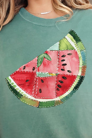 Faux Patchwork Watermelon Comfort Colors Adult Ring - Spun Cotton Tee - Wholesale Accessory Market