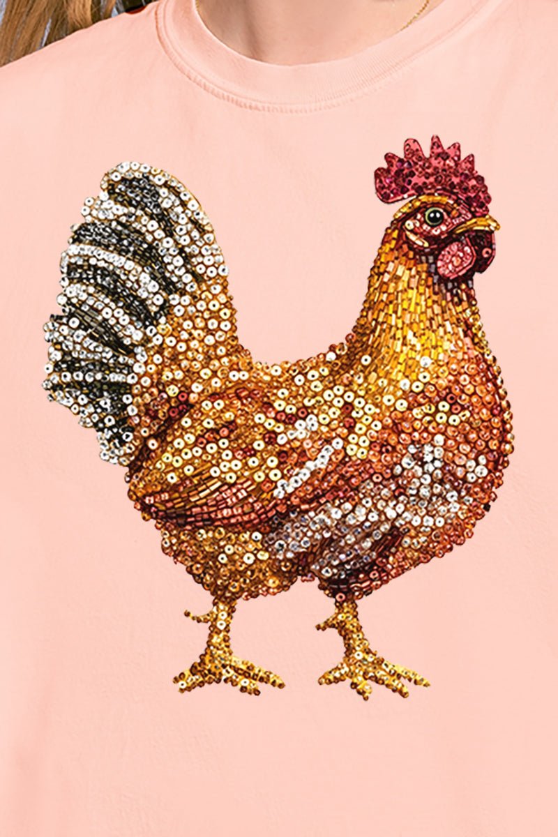 Faux Rhinestone Chicken Comfort Colors Adult Ring - Spun Cotton Tee - Wholesale Accessory Market
