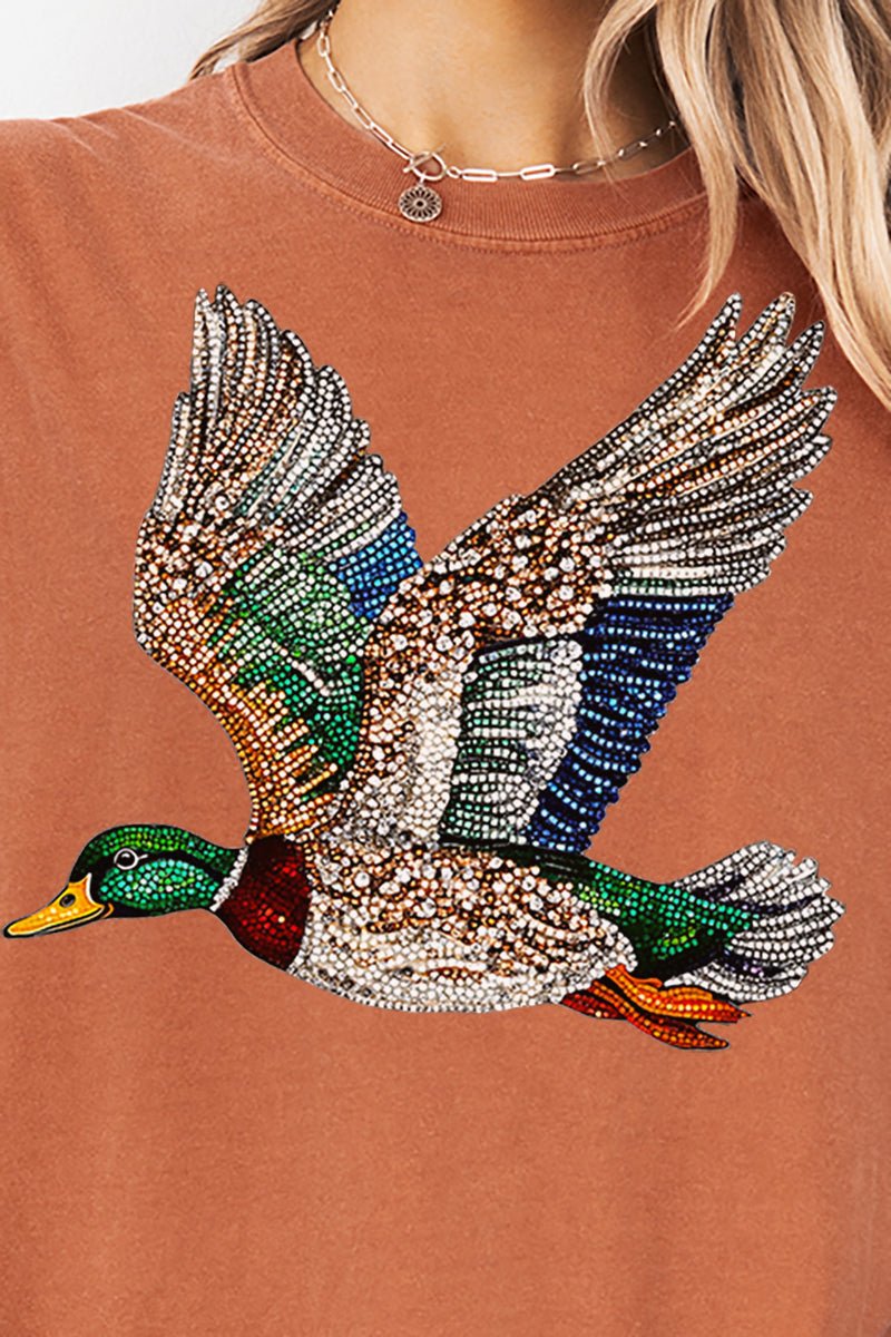 Faux Rhinestone Mallard Comfort Colors Adult Ring - Spun Cotton Tee - Wholesale Accessory Market