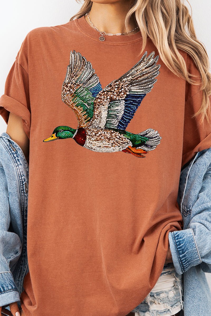 Faux Rhinestone Mallard Comfort Colors Adult Ring - Spun Cotton Tee - Wholesale Accessory Market