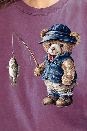 Fishing Beary Good Comfort Colors Adult Ring - Spun Cotton Tee - Wholesale Accessory Market