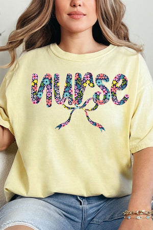 Floral Coquette Nurse Comfort Colors Adult Ring - Spun Cotton Tee - Wholesale Accessory Market