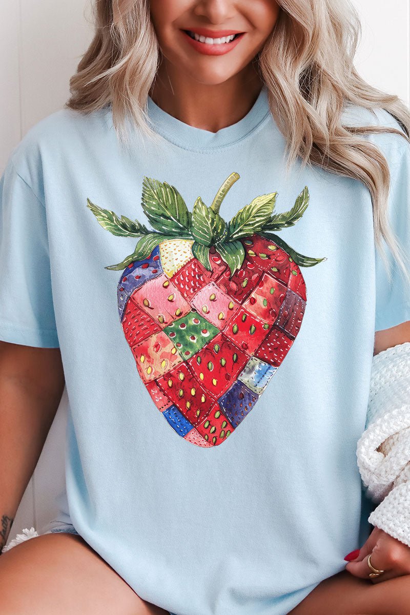 Patchwork Strawberry Comfort Colors Adult Ring - Spun Cotton Tee - Wholesale Accessory Market