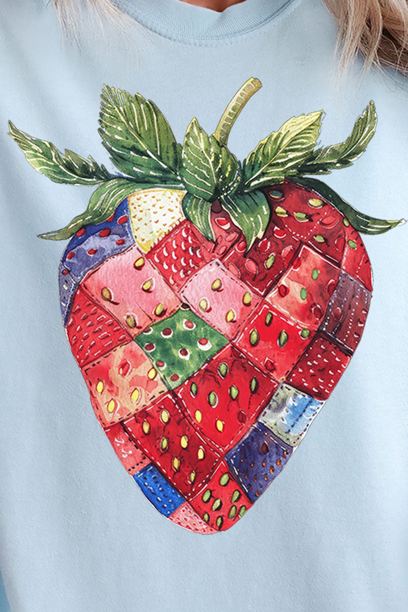 Patchwork Strawberry Comfort Colors Adult Ring - Spun Cotton Tee - Wholesale Accessory Market