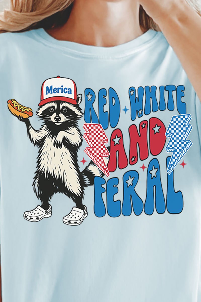 Red, White, And Feral Comfort Colors Adult Ring - Spun Cotton Tee - Wholesale Accessory Market