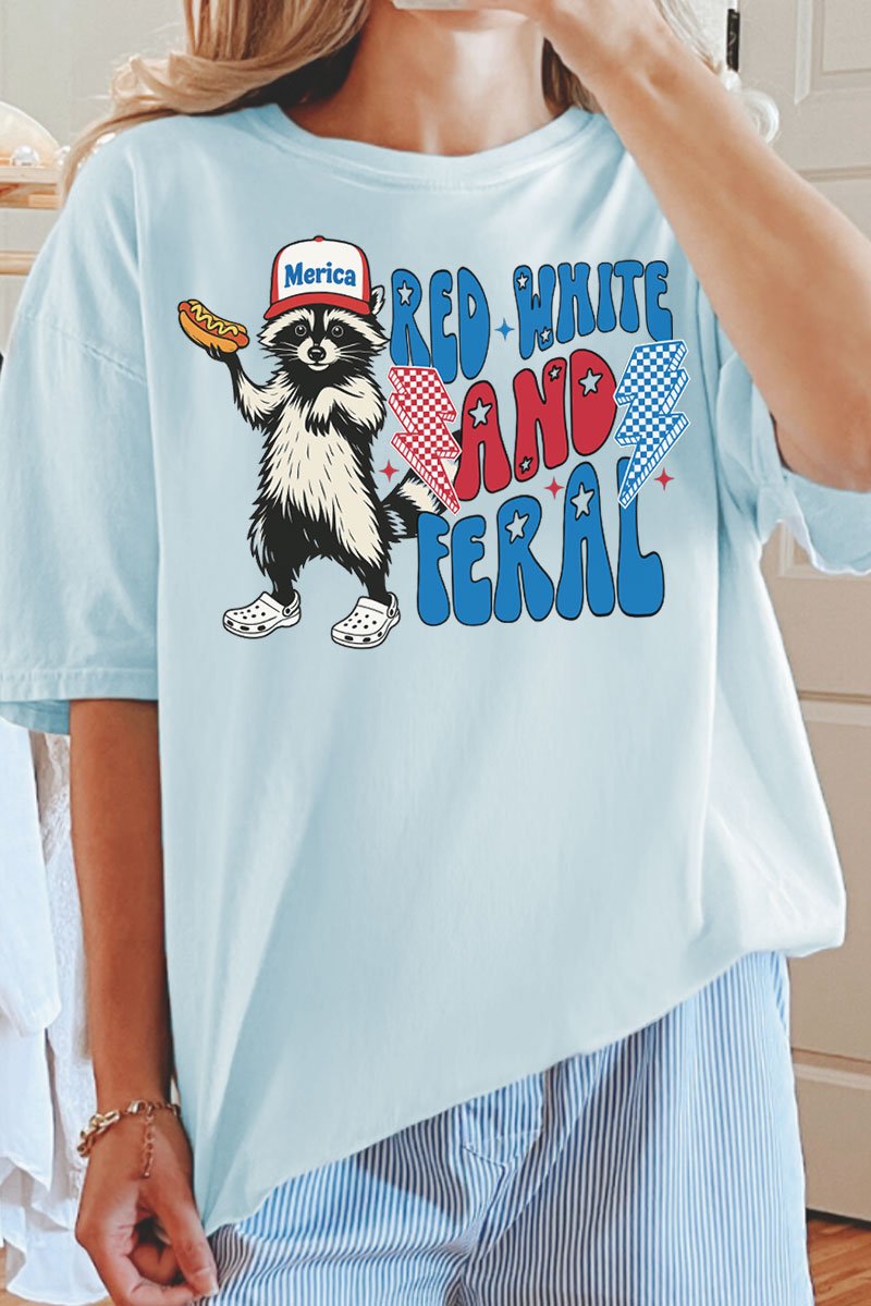 Red, White, And Feral Comfort Colors Adult Ring - Spun Cotton Tee - Wholesale Accessory Market