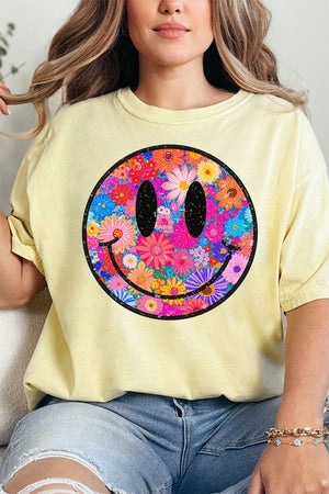 Retro Happy Smiles Comfort Colors Adult Ring - Spun Cotton Tee - Wholesale Accessory Market